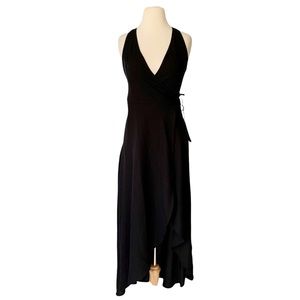 Abercrombie & Fitch black high low wrap dress size XS